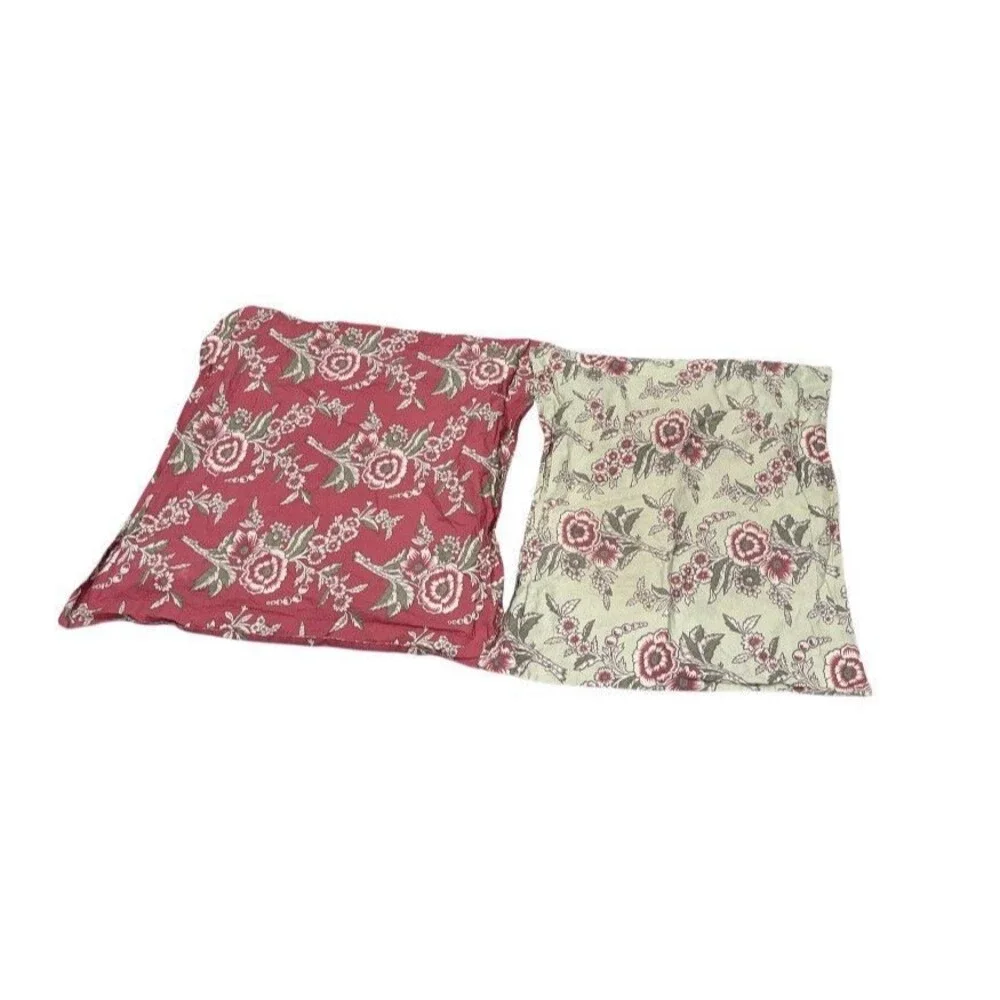 2 Pottery Barn Palampore Floral Pillow Shams Green Red
